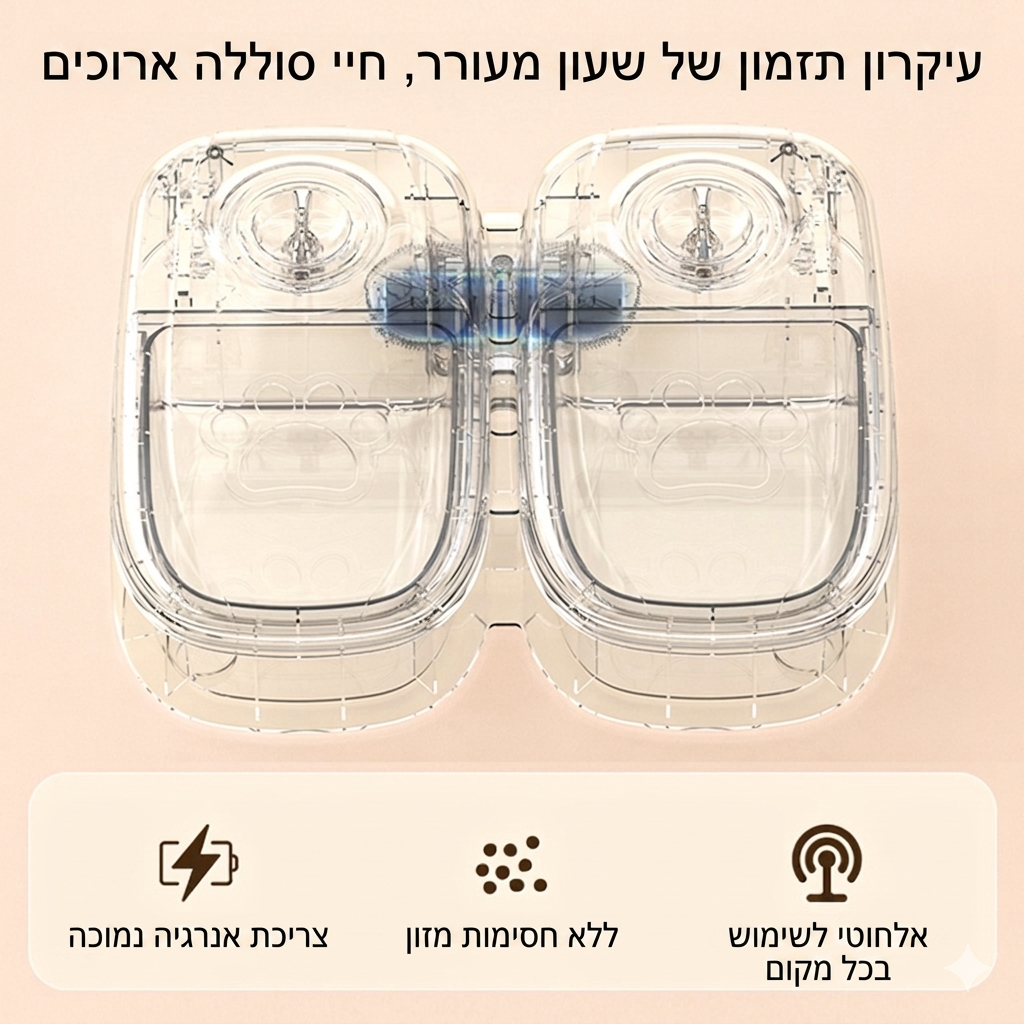 מתקן האכלה אוטומטי לחיות מחמד 2 ב-1 – שקט נפשי גם כשאתם לא בבית